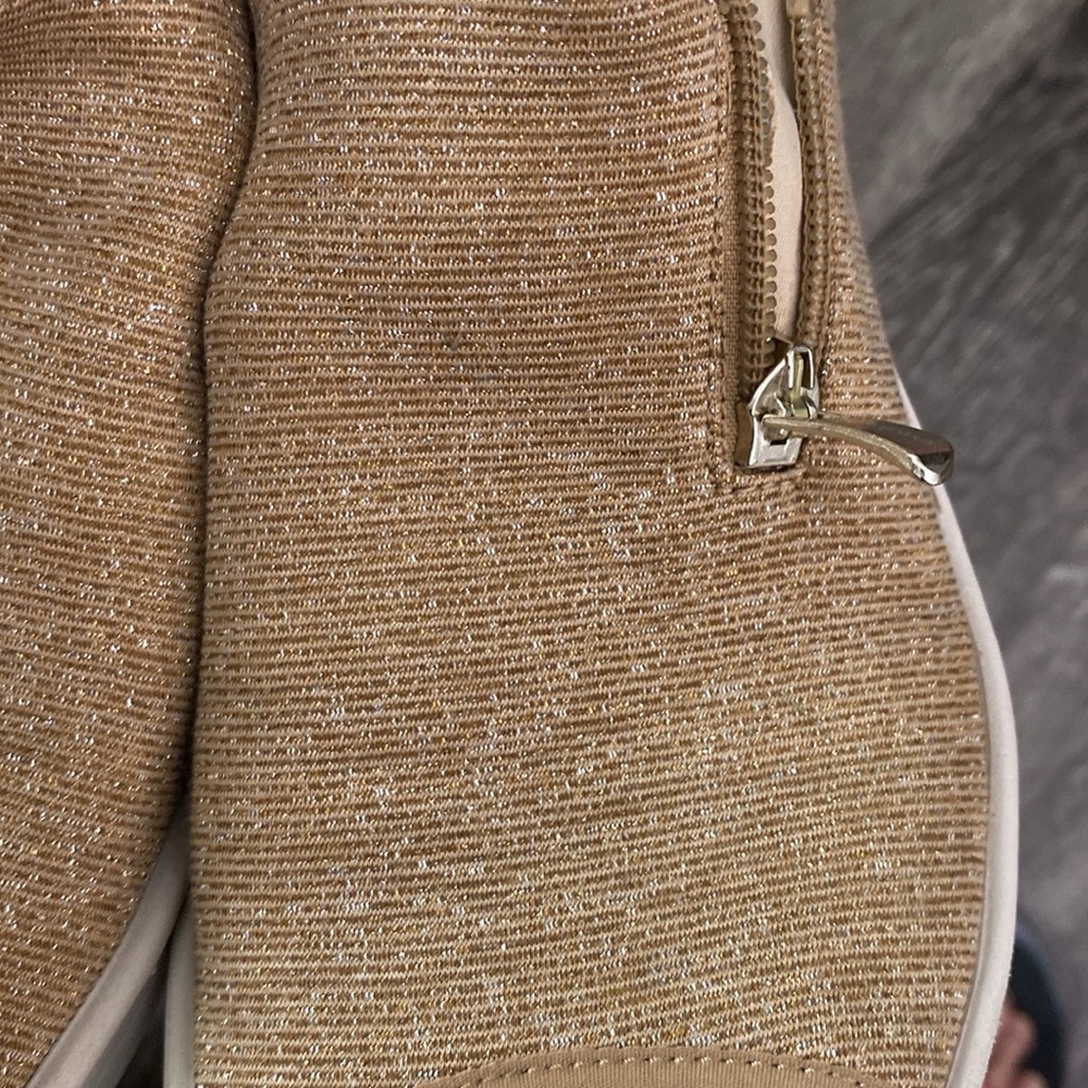 Bzees Delicious Gold-22 Glittery canvas open toe Velcro ankle strap Zees sandals - Picture 14 of 17